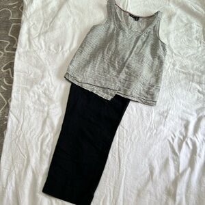 JJill black linen pants and Willi Smith linen stripe top. XSP/ S